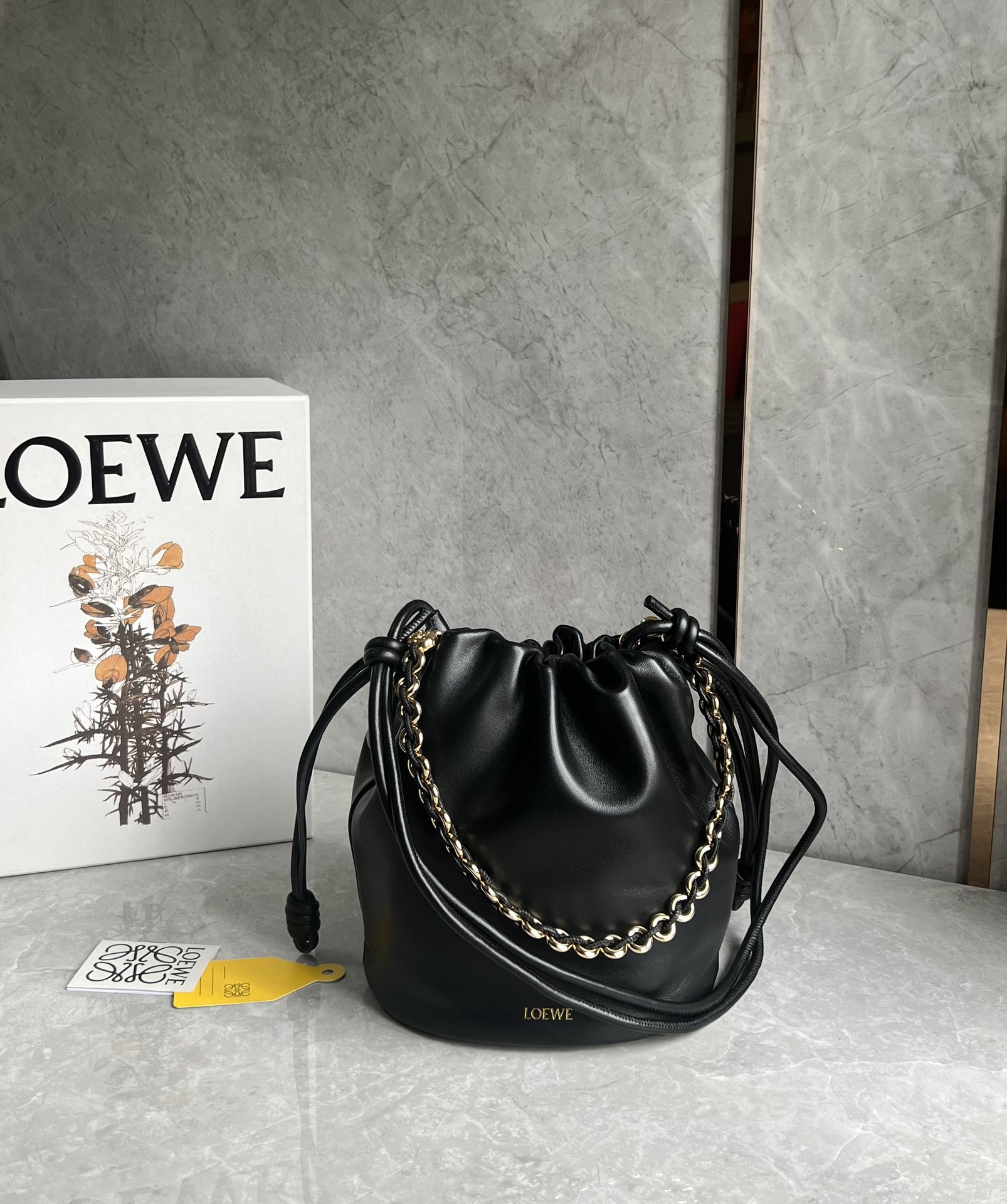 Loewe Flamenco Purse Bucket in Mellow Nappa Lambskin Black